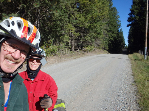 Dennis & Terry Struck on the GDMBR near Swan River, Montana.